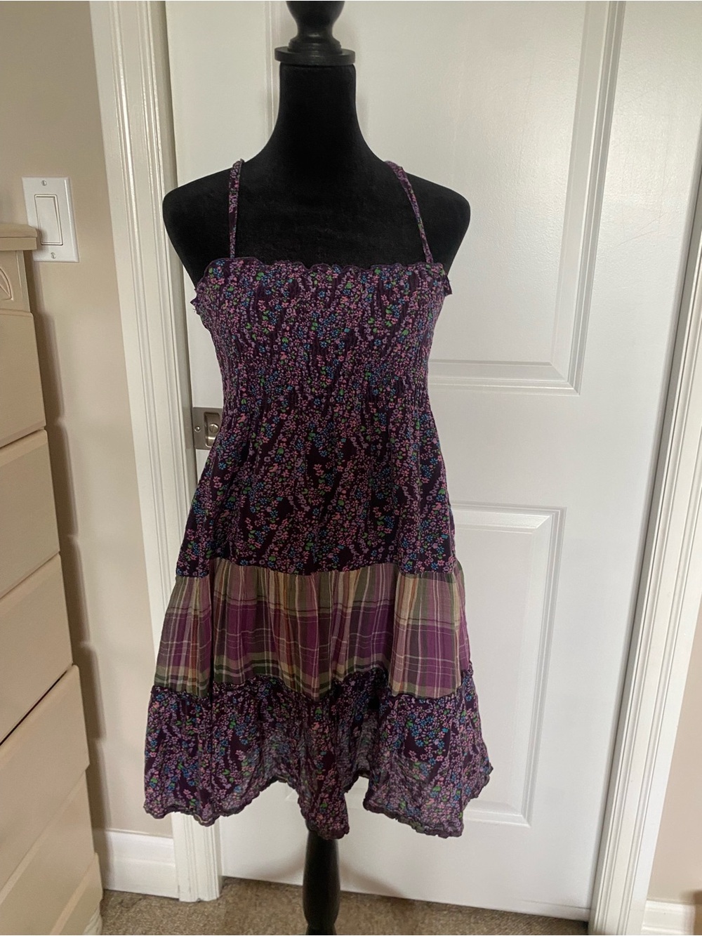 Equipment Purple Floral Tiered Sundress